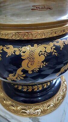 Sevres Style Porcelain & Marble Hand Painted P. Pecchioli Pedestal