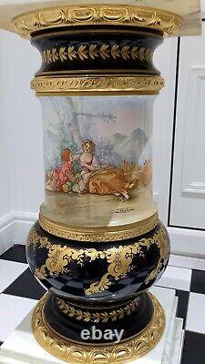 Sevres Style Porcelain & Marble Hand Painted P. Pecchioli Pedestal