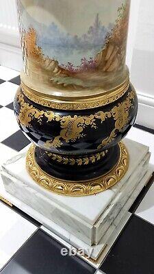 Sevres Style Porcelain & Marble Hand Painted P. Pecchioli Pedestal