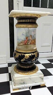 Sevres Style Porcelain & Marble Hand Painted P. Pecchioli Pedestal