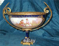 Sevres Vase Porcelain Hand Painted Gilded Bronze Ormolu 1850's Signed A. Gilbert