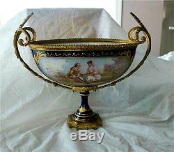 Sevres Vase Porcelain Hand Painted Gilded Bronze Ormolu 1850's Signed A. Gilbert