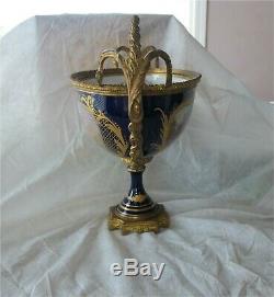 Sevres Vase Porcelain Hand Painted Gilded Bronze Ormolu 1850's Signed A. Gilbert