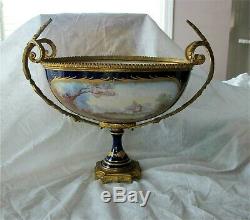 Sevres Vase Porcelain Hand Painted Gilded Bronze Ormolu 1850's Signed A. Gilbert