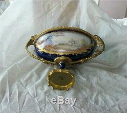 Sevres Vase Porcelain Hand Painted Gilded Bronze Ormolu 1850's Signed A. Gilbert