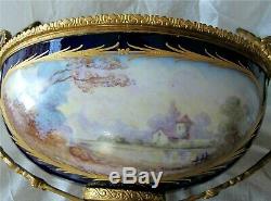 Sevres Vase Porcelain Hand Painted Gilded Bronze Ormolu 1850's Signed A. Gilbert