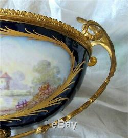 Sevres Vase Porcelain Hand Painted Gilded Bronze Ormolu 1850's Signed A. Gilbert