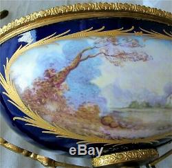 Sevres Vase Porcelain Hand Painted Gilded Bronze Ormolu 1850's Signed A. Gilbert