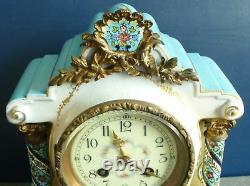 Sevres style French vintage hand painted porcelain clock artist signed