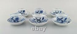Six antique Meissen Blue Onion coffee cups with saucer, hand-painted porcelain