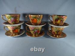 Sovereign China Hand Painted Collectors Piece Fallen Fruit Six Cups & Saucers