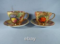 Sovereign China Hand Painted Collectors Piece Fallen Fruit Six Cups & Saucers