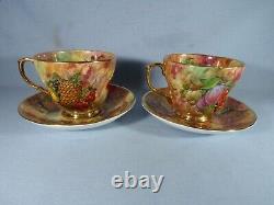 Sovereign China Hand Painted Collectors Piece Fallen Fruit Six Cups & Saucers