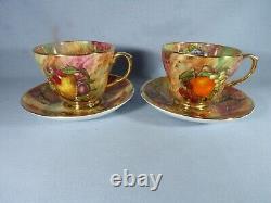 Sovereign China Hand Painted Collectors Piece Fallen Fruit Six Cups & Saucers