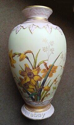 Spectacular Antique Cauldon Vase Hand Painted 14 Brown Westhead & Moore