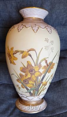 Spectacular Antique Cauldon Vase Hand Painted 14 Brown Westhead & Moore