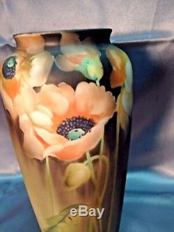Stunning Antique Vintage Hand Painted Porcelain Nippon Porcelain Poppy Vase