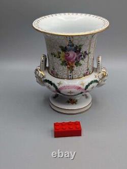 Stunning Chelsea porcelain campagna vase, 19th C, neoclassical style, Trident