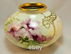 Stunning! D&C Limoges Antique France Hand Painted Porcelain Vase FloralLARGE