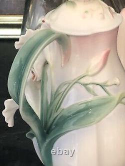 Stunning Franz Porcelain Hand Painted Flower Rare Tea Pot