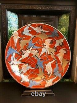 Stunning Japanese Porcelain Charger & Stand, Hand Painted19th Century Meiji