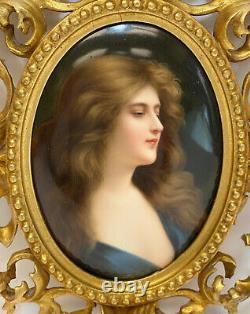 Stunning KPM Hand Painted Porcelain Plaque of a Beauty, 19th Century