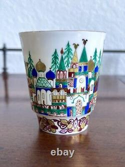 Stunning Lomonosov Porcelain Teacup Hand Painted Gold Gilt St. Petersburg