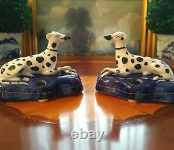 Stunning Miniature Chelsea Porcelain Dalmatian Game Fox Hunt Mantle Dog Pair 3