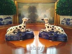 Stunning Miniature Chelsea Porcelain Dalmatian Game Fox Hunt Mantle Dog Pair 3