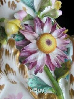 Stunning Pair Coalbrookdale Coalport Encrusted Handpainted Porcelain Vases c1820