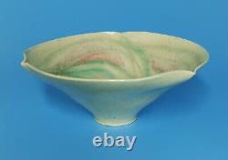Stunning Phyllis Dupuy Hand Painted Studio Pottery Gold Leaf Fired Footed Bowl