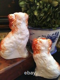 Stunning Rare Extra Small English Staffordshire Spaniel Fox Mantle Dog Pair 3.5