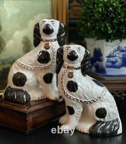 Stunning Rare Large Staffordshire King Charles Spaniel Mantle Fox Hunt Dog Pair