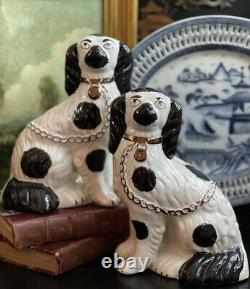 Stunning Rare Large Staffordshire King Charles Spaniel Mantle Fox Hunt Dog Pair