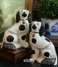 Stunning Rare Large Staffordshire King Charles Spaniel Mantle Fox Hunt Dog Pair