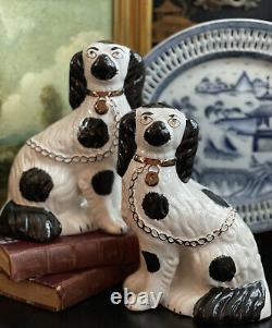 Stunning Rare Large Staffordshire King Charles Spaniel Mantle Fox Hunt Dog Pair