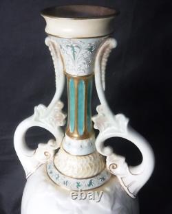 Stunning hand painted antique porcelain Doulton Burslem vase