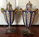 Stunning Pair Antique Sevres Hand Painted Porcelain Urn Vases French 1870 France
