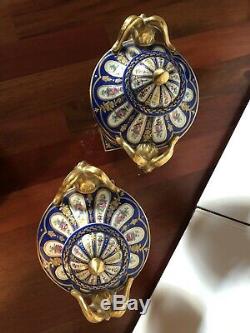 Stunning pair Antique Sevres hand painted porcelain urn Vases French 1870 France