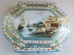 Superb Antique 12 Russian Porcelain Hand-Painted Box GARDNER c. 1880 Signed