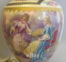 Superb Antique Hand-Painted SEVRES FRENCH Urn as Lamp in Full Surround vase