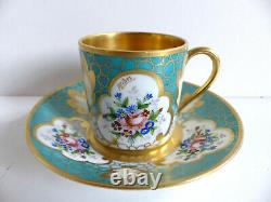 Superb French Limoges Handpainted Gilded Porcelain Cup & Saucer Artist Signed #4