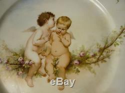 Superb Hand Painted Angels on Old Paris Porcelain Plate signed ELLIAC Sevres
