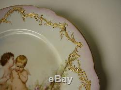 Superb Hand Painted Angels on Old Paris Porcelain Plate signed ELLIAC Sevres