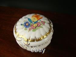 Superb Large Herend Hand Painted Floral Bonbonniere Porcelain Lidded Box Dish