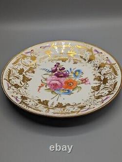 Swansea Porcelain Plate c1820 Locally Painted Flowers & Birds, Gild, Antique