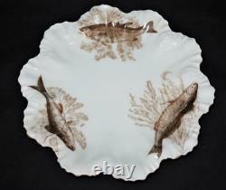 T & V Tressemanes & Vogt Limoges Hand Painted Fish 14 Piece Porcelain Plate Set