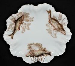 T & V Tressemanes & Vogt Limoges Hand Painted Fish 14 Piece Porcelain Plate Set