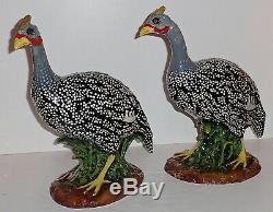 The Townsends Ceramics Large Hand Painted Pair of Guinea Hen Birds