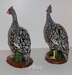 The Townsends Ceramics Large Hand Painted Pair of Guinea Hen Birds